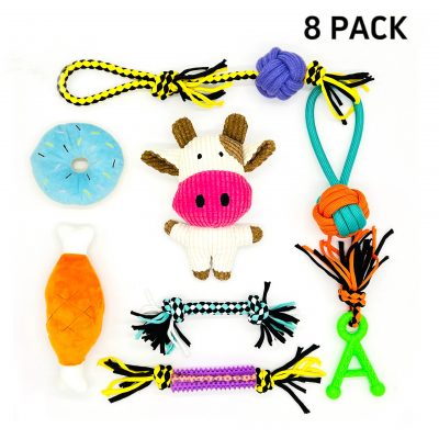 Plush Squeaky and Rope Pet Toy for Fun teeth Cleaning