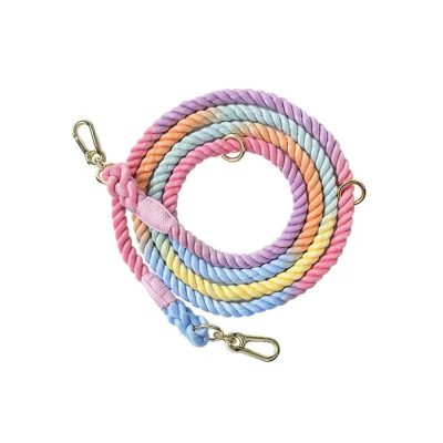 5 FT Dog Leash Cotton Rope Colorful Rainbow for Pets