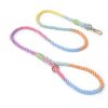 5 FT Dog Leash Cotton Rope Colorful Rainbow for Pets
